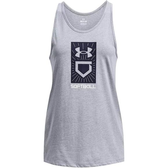 NWT! Under Armour UA Softball Plate Tank in Light Heather Gray - Size Medium - Picture 3 of 7